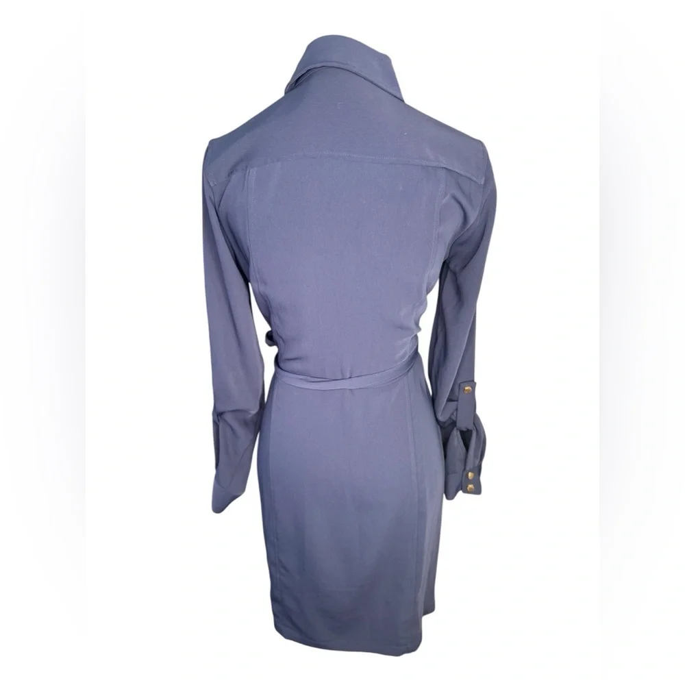 Calvin Klein Blue Cuffed Sleeve Shirt Dress - Picture 4 of 9